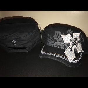 Black mom cadet bling hat with cross